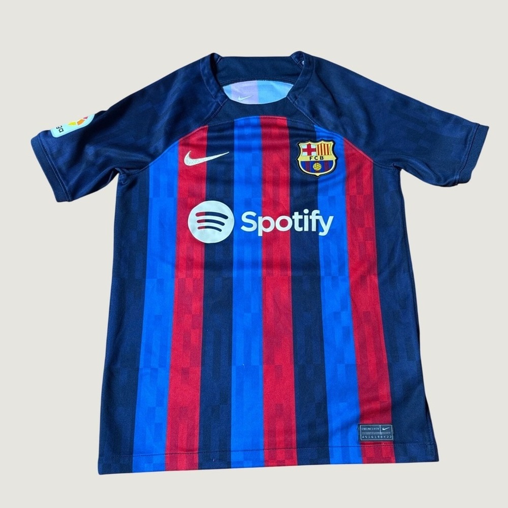 Nike FC Barcelona Soccer Jersey Kids Blue Red Spotify KNOX 10 SIZE M